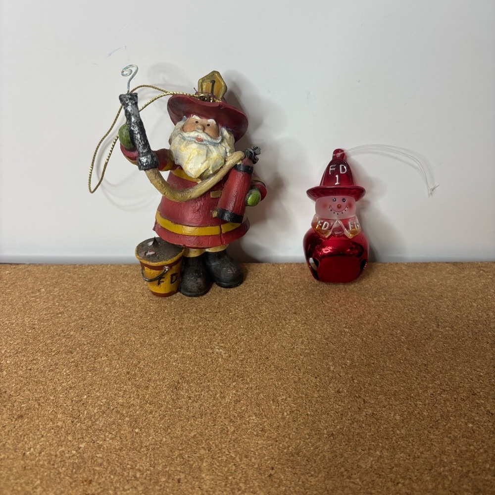 3/$15 Firefighter Santa and Snowman Ornament Set